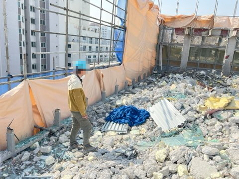 부산 추락사 사건 현장(출처: 부산경찰청)