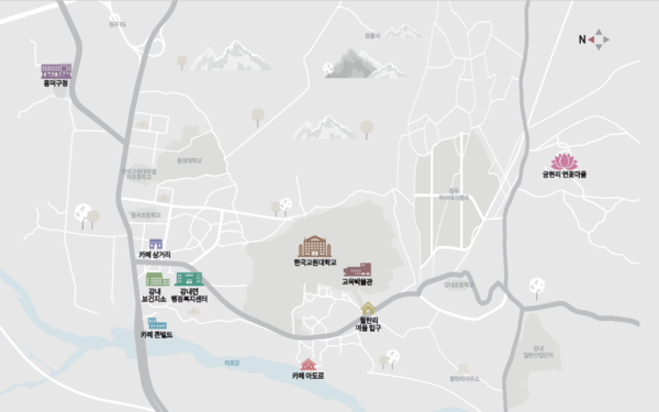 (산책Ⅱ-빛 전시 위치 지도 / 교육박물관 제공)