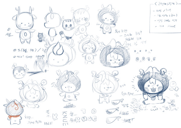 마스코트 '청라미' 아이디어 노트 (사진 / 김세은 졸업생 제공)