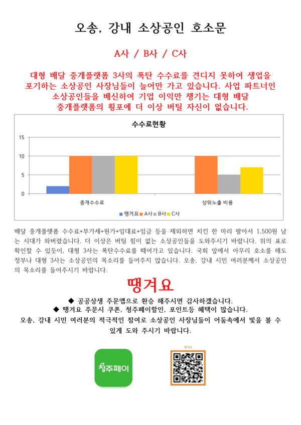 오송·강내 소상공인 호소문 (사진 / 바로고 제공)